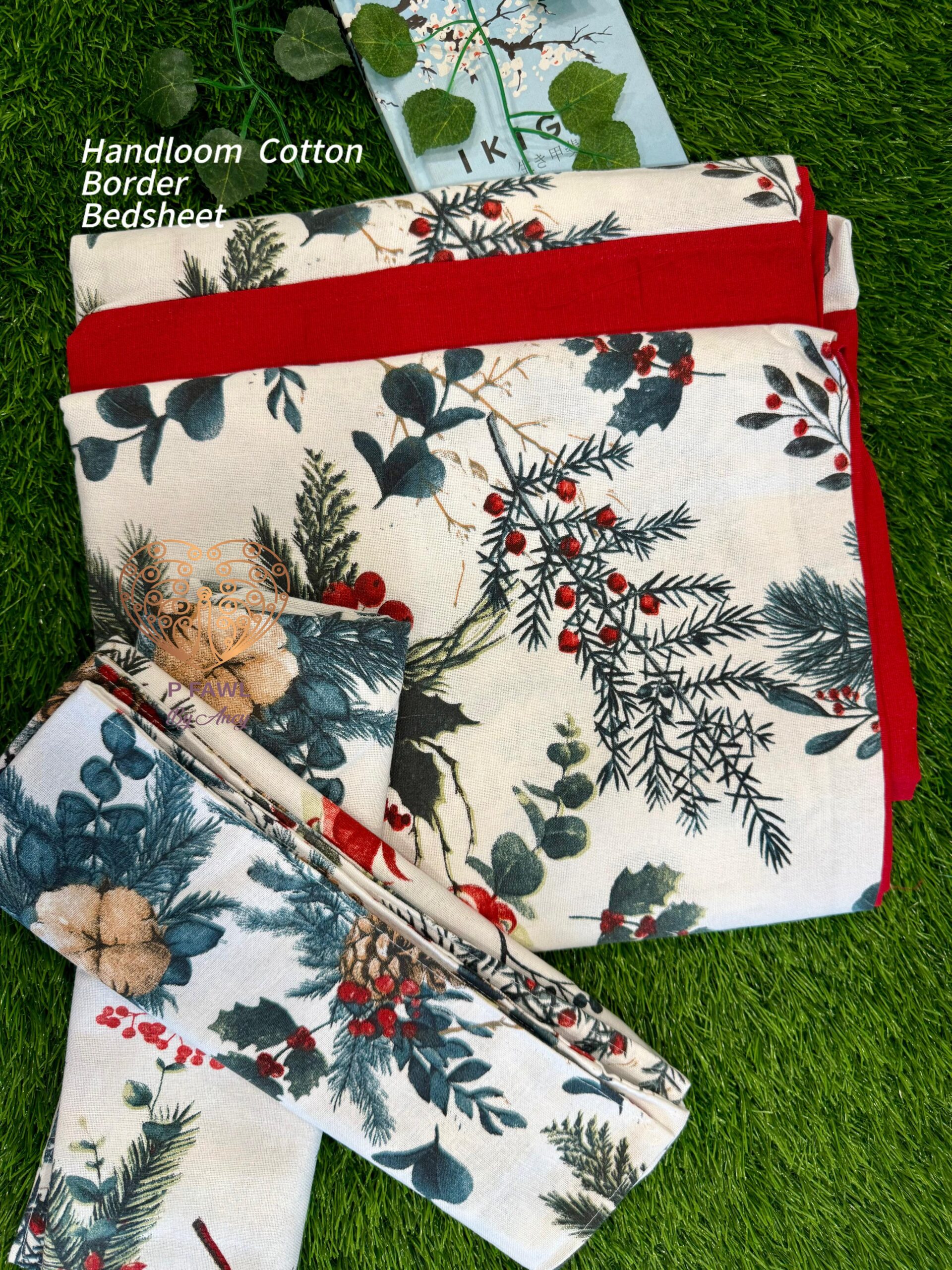 Handloom Cotton Botanical Print Bedsheet Set