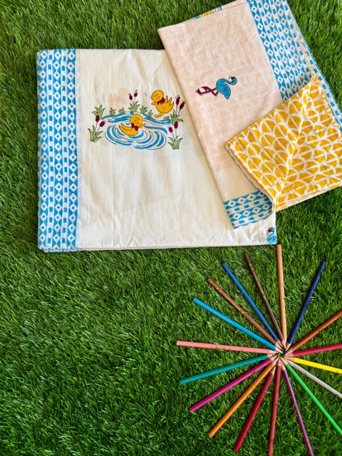 Handloom Cotton Animals Print Bedsheet Set
