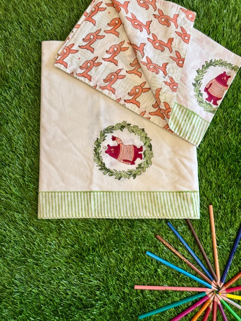 Kids Handloom Cotton Bunny Garden Dohar