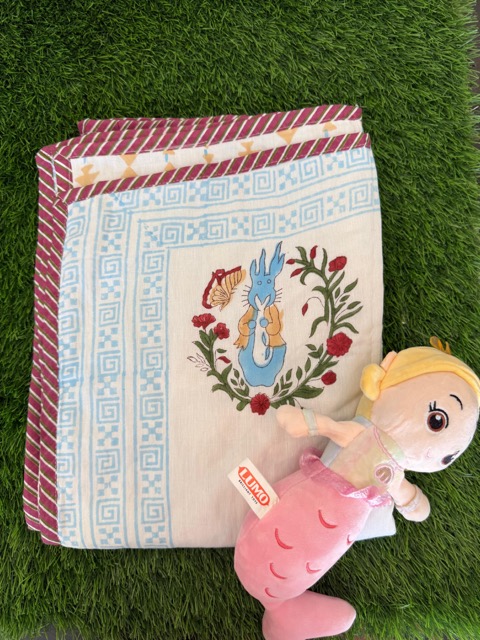 Handloom Cotton Bunny Garden Print Bedsheet Set