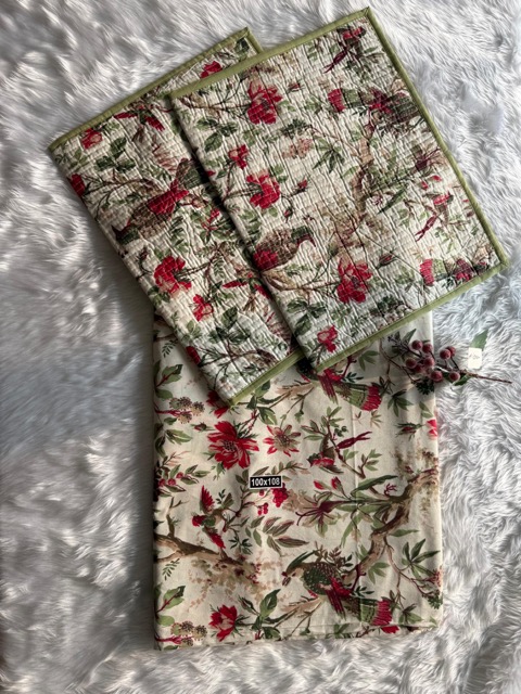 Anokhi Premium Crimson Blossom Cotton Bedsheet Set