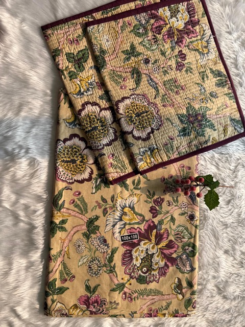 Handloom Cotton Rustic Floral Print Bedsheet Set