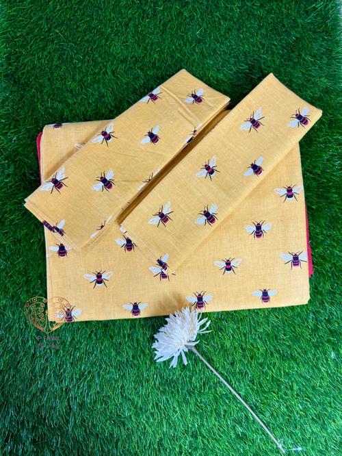 Handloom cotton border bedsheet -King size