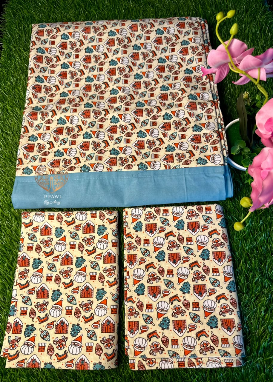 Handloom cotton border bedsheet - King size
