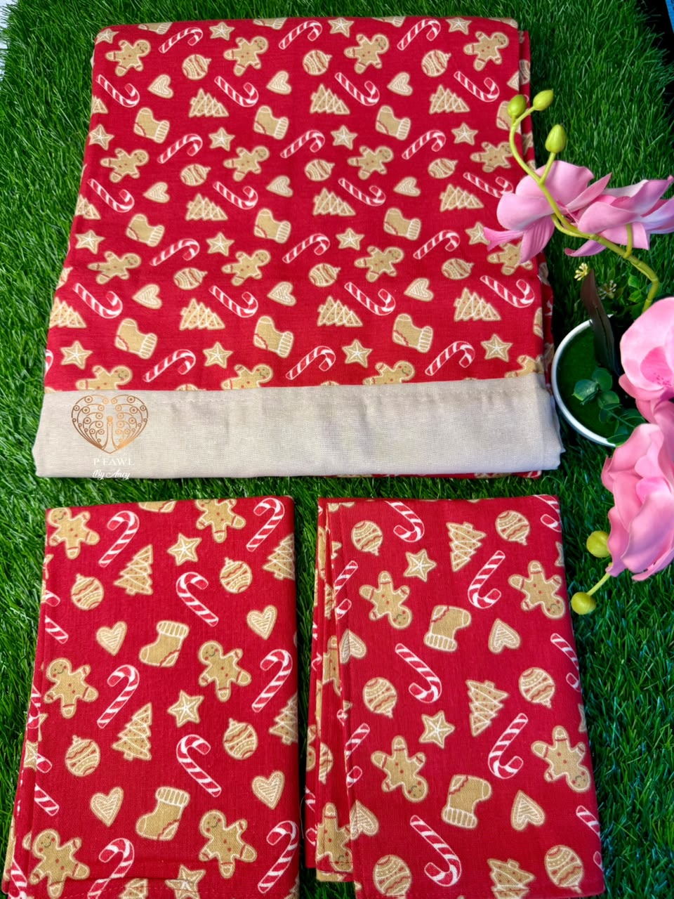Handloom cotton border bedsheet - King size