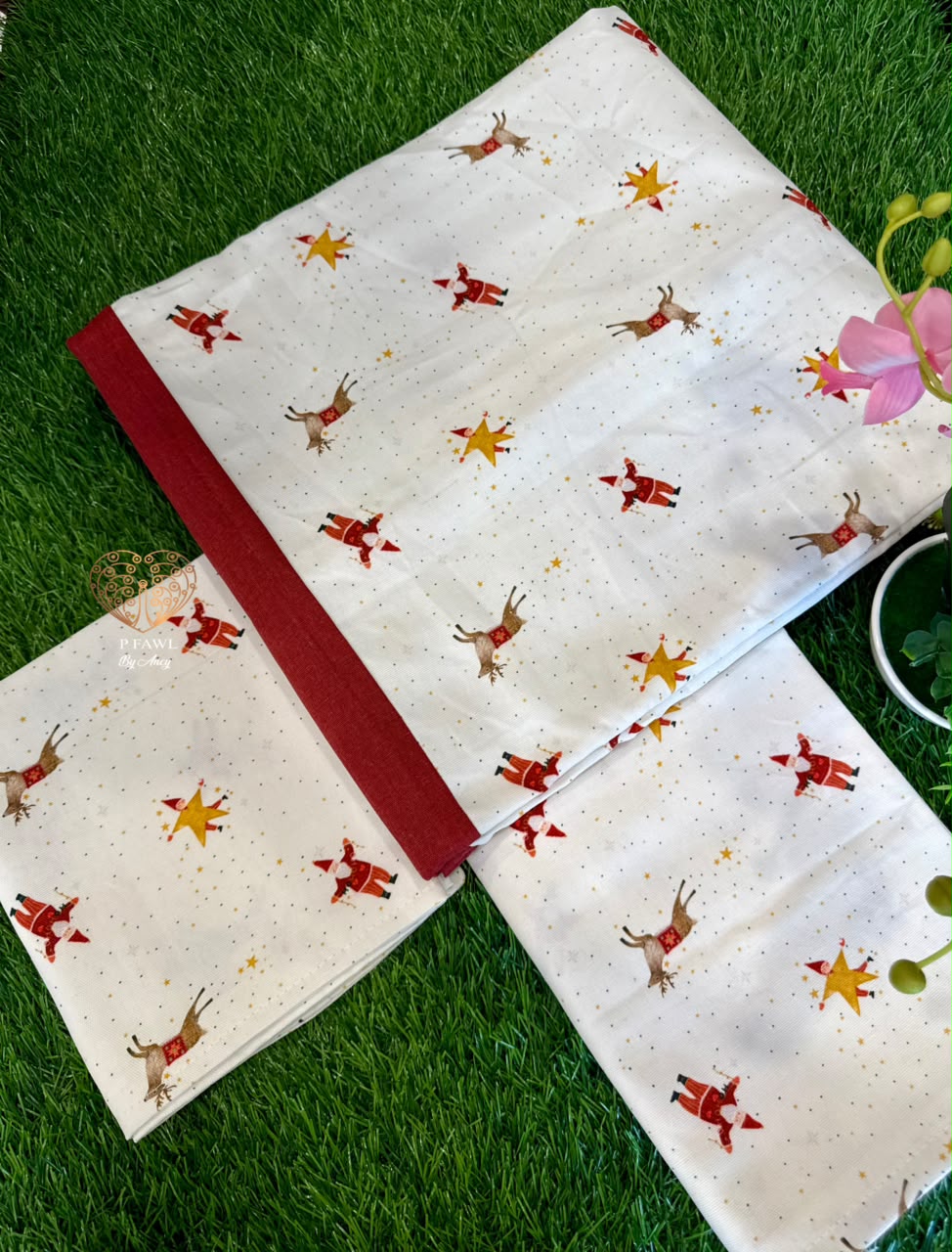 Handloom cotton border bedsheet - King size