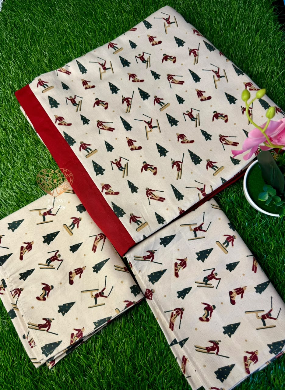 Handloom cotton border bedsheet - King size