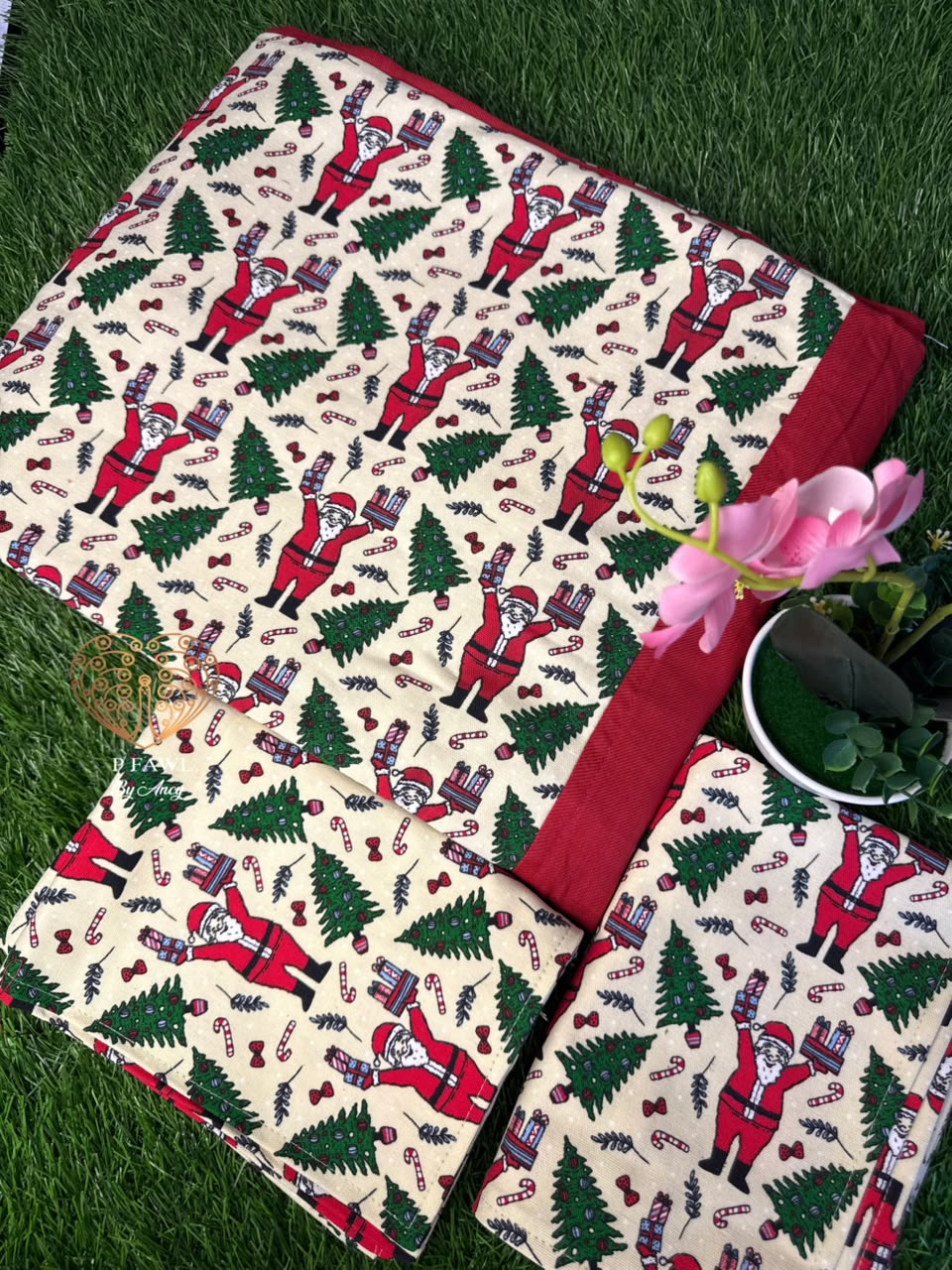 Handloom cotton border bedsheet - King size