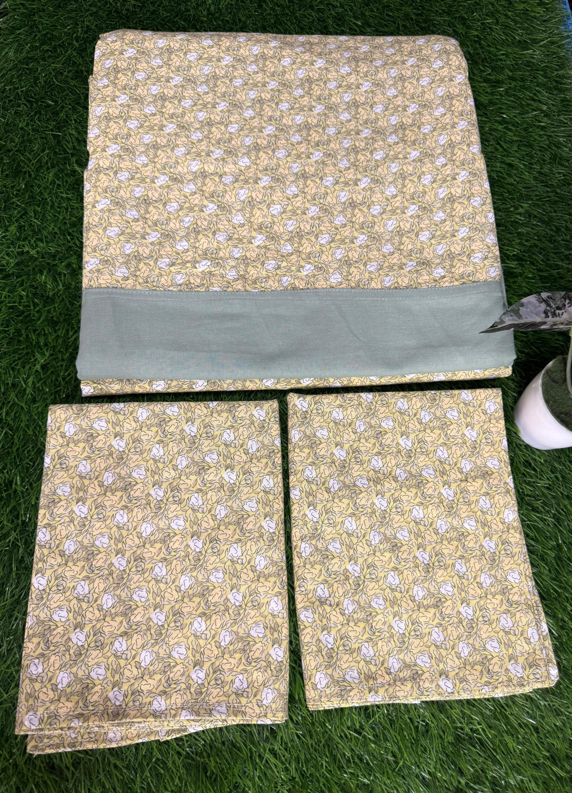 Handloom cotton border bedsheet - King size